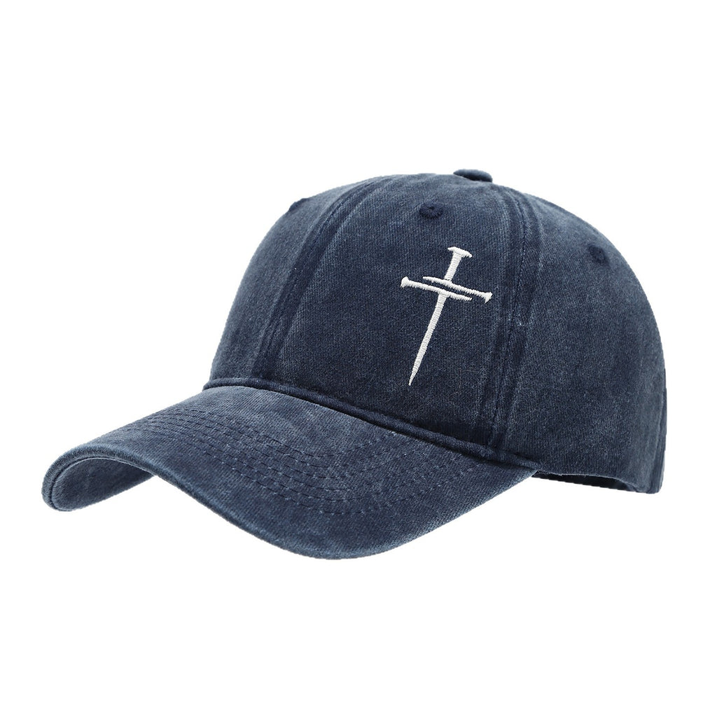 Washed Retro Cotton Embroidered Cross Baseball Cap