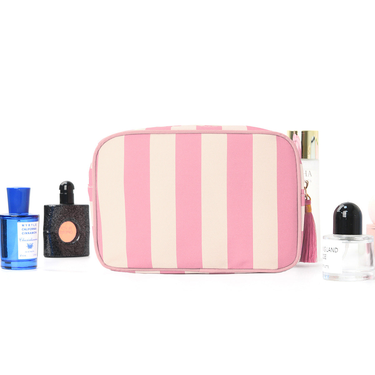 Striped Tassel Large Capacity Waterproof Cosmetic Travel Bag