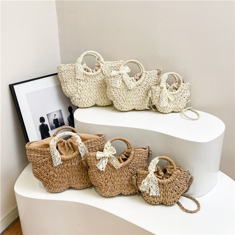 Women Vintage Handheld Woven Beach Japanese Korean 2026 Casual Straw Bag