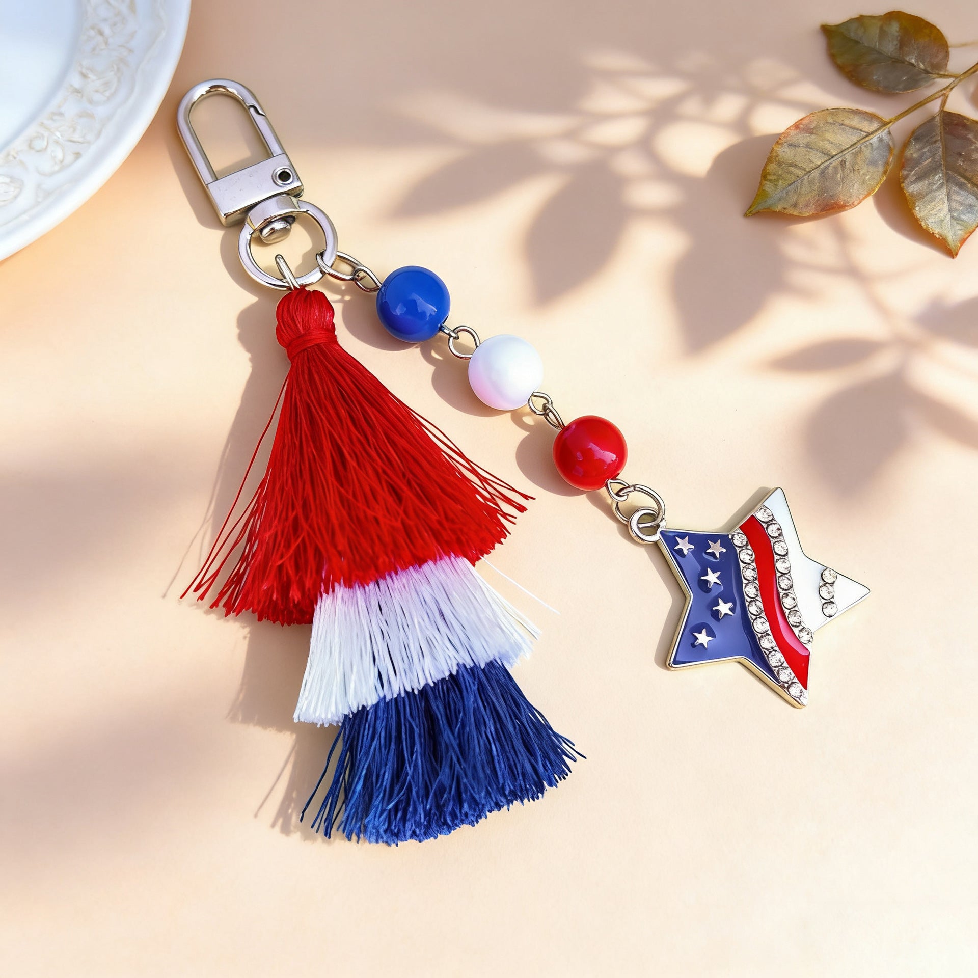 American Independence Day Alloy Love Star Keychain