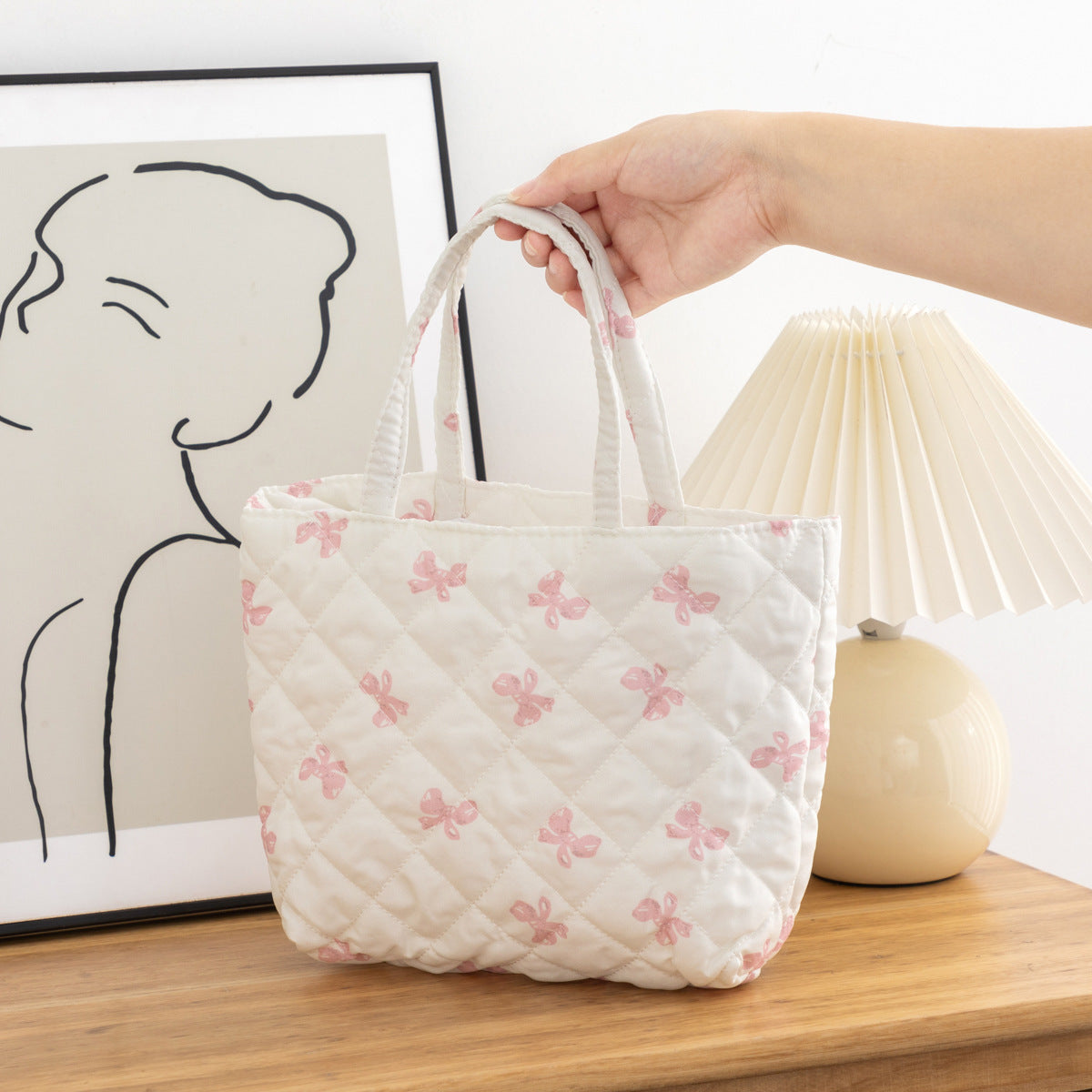 Portable Women's Floral Quilted Large Capacity Cosmetic Toiletry Bag