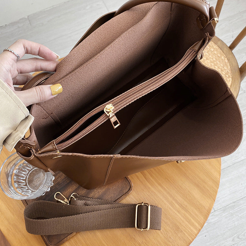Minimalist Flap Large Vegan Leather Tote Shoulder Bag