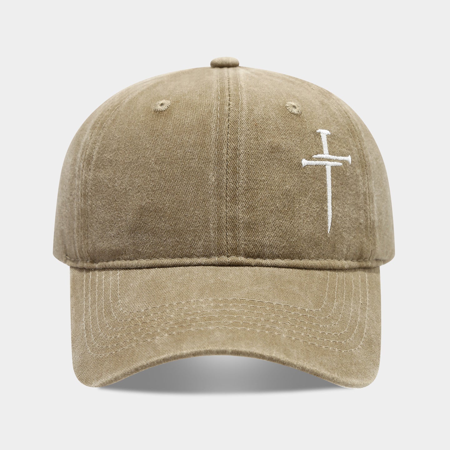 Washed Retro Cotton Embroidered Cross Baseball Cap
