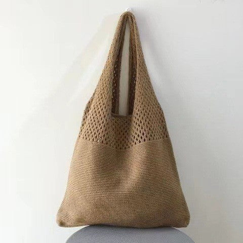 Handwoven Crochet Mesh Knit Shoulder Tote Bag
