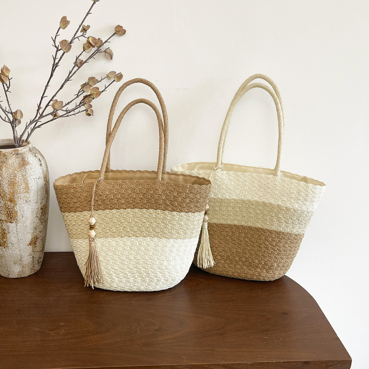 Women 2026 Fashion Handmade Woven Beach Large Shoulder Handbag