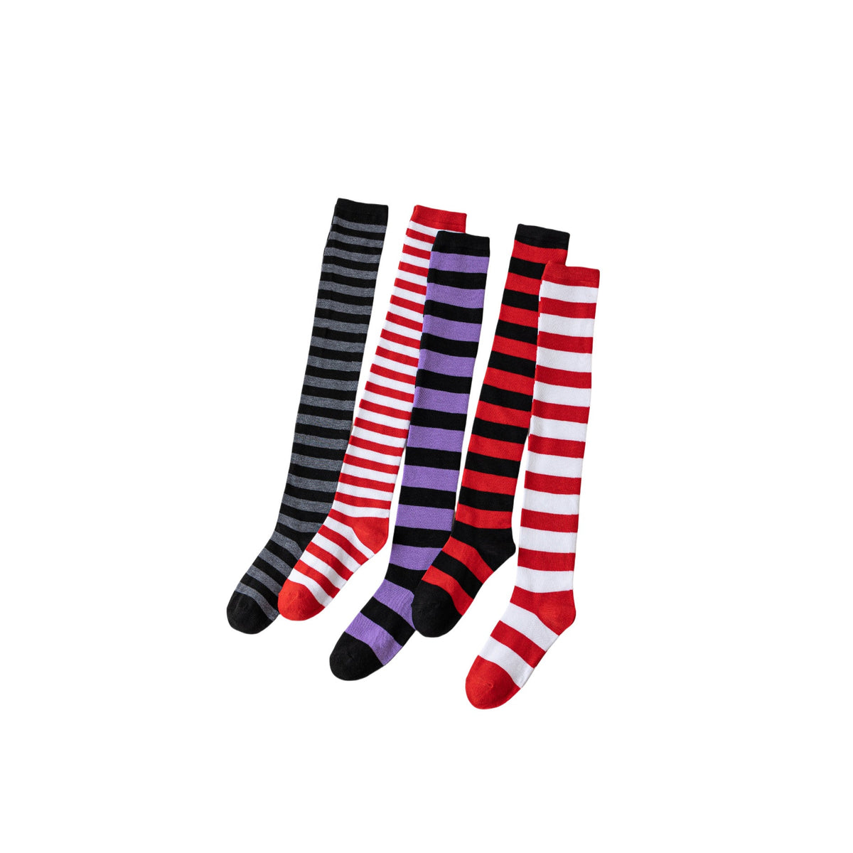 Halloween Bold Striped Thigh-High Colorful Over-the-Knee Costume Stockings