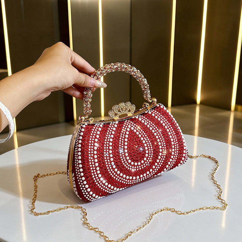 Shining Rhinestone Clutch Bag with Chain Strap