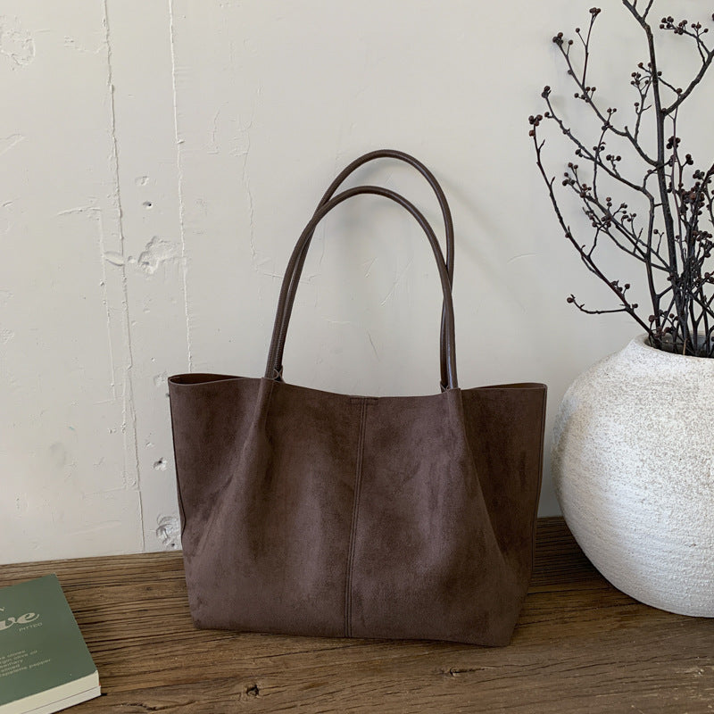 Women Fall New Suede Large 2026 Korean Casual Shoulder Tote Bag