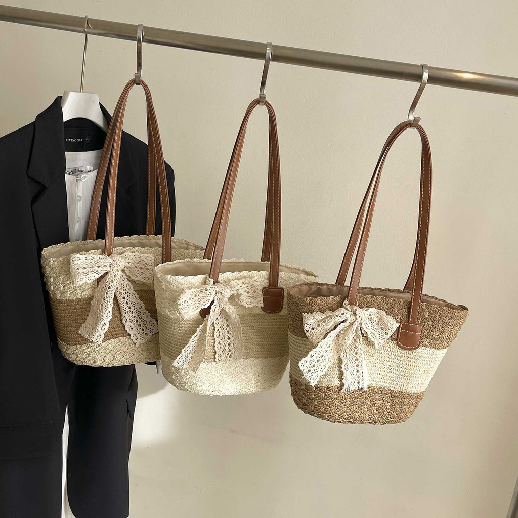Women Artistic Fresh Woven 2026 Spring New Casual Handbag Tote Bag