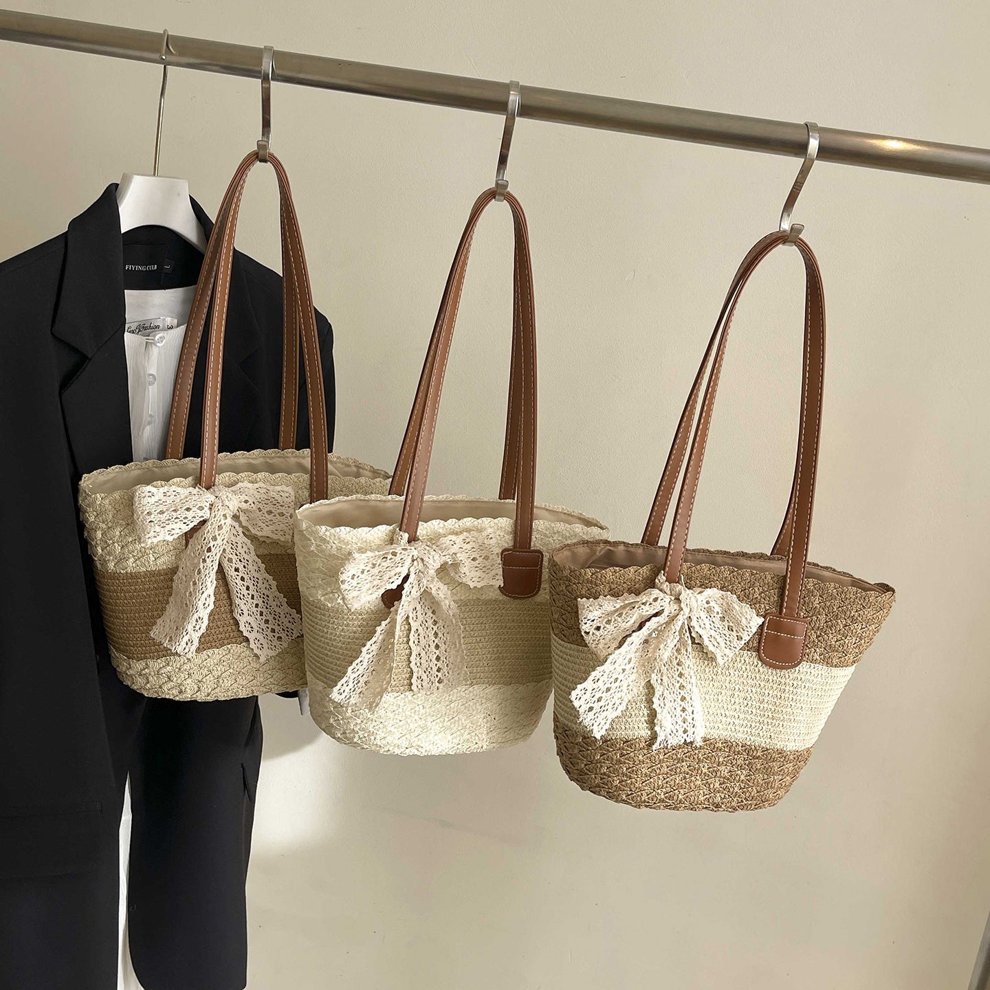 Women Artistic Fresh Woven 2026 Spring New Casual Handbag Tote Bag
