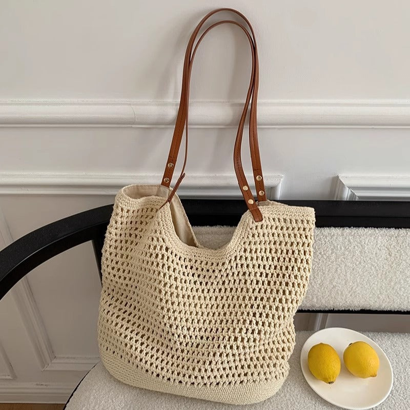 Woven Straw Commuter Tote Large Capacity Beach Shoulder Bag