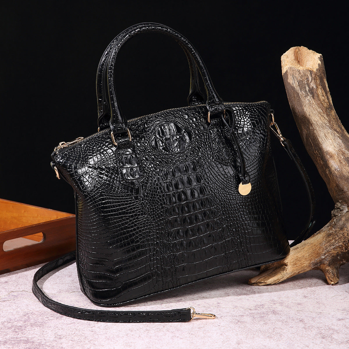 Portable Crossbody Retro Multi-Color Crocodile Pattern Bag