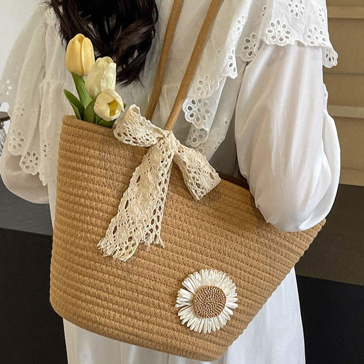 Large Capacity Hand-Woven Tote Crossbody Bag