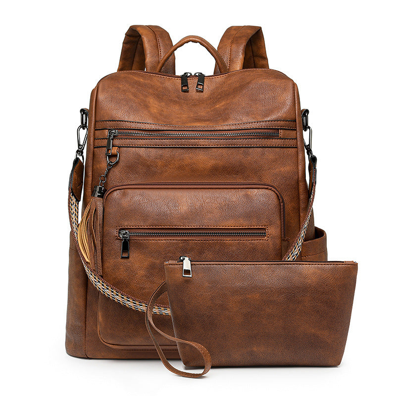 Women New Vintage Leopard Fashion Business Laptop Large Backpack