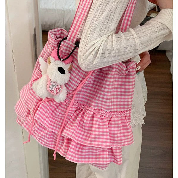 Women Cute College Large Capacity Canvas Lace Tote Bag