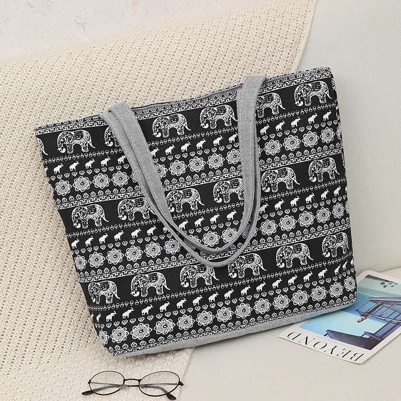 Double-Sided Printed Large Capacity Canvas Tote Bag