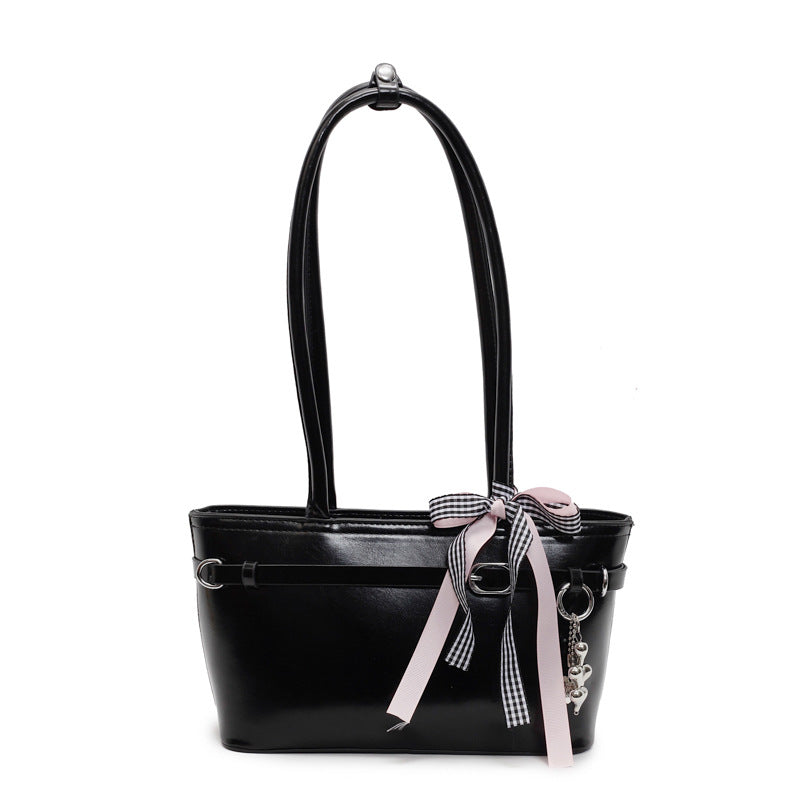 Sweet Mini Shoulder Bag with Bow Detail and Belt Buckle