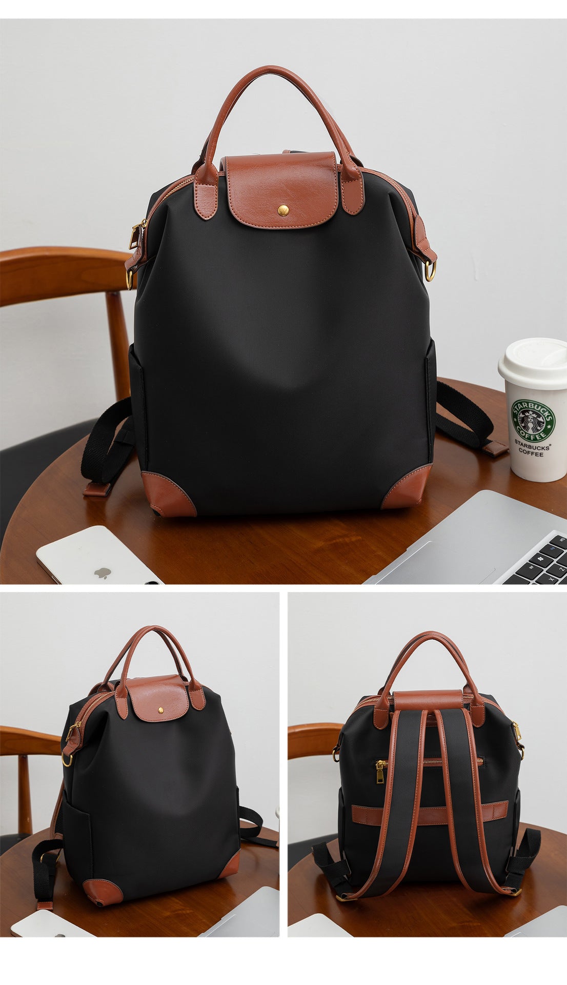 Waterproof Nylon Convertible Travel Backpack Purse