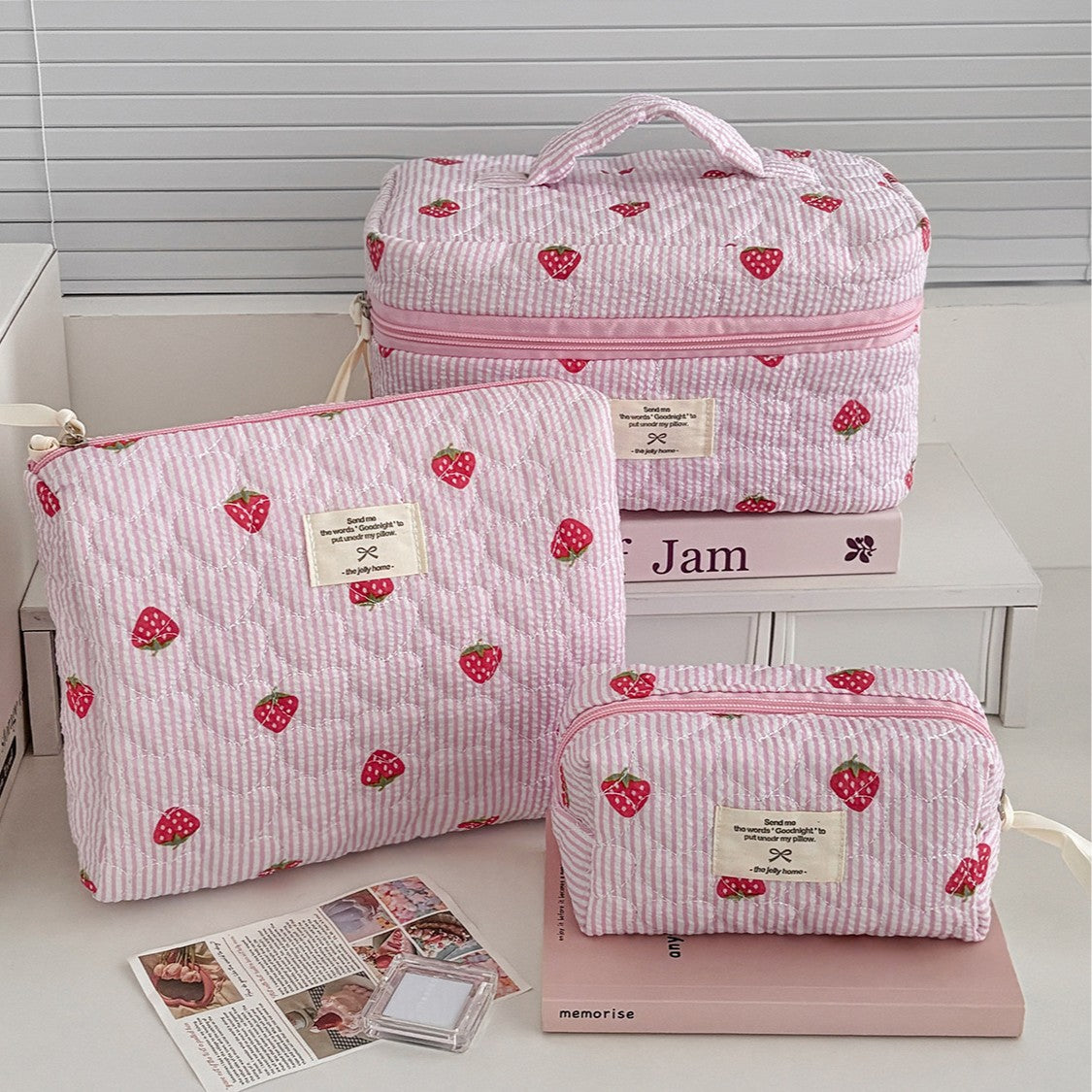 Multi-Pattern Palace Quilted Cosmetic Clutch and Octagonal Set