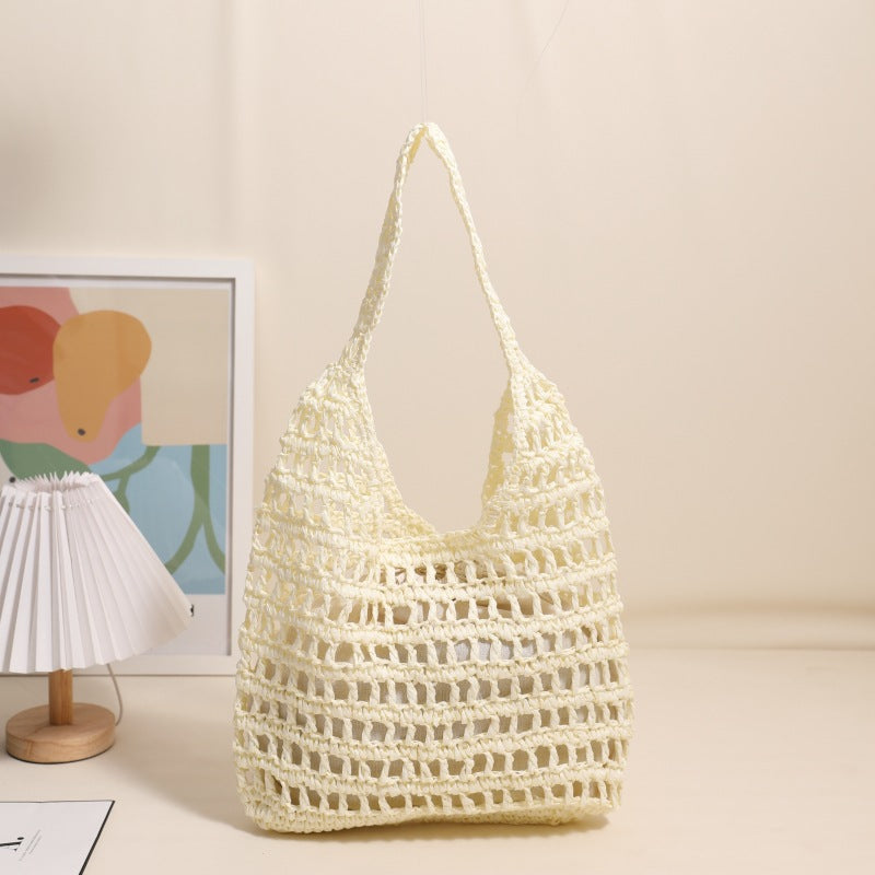 Large Shoulder Straw New Hollow Tote Handheld Woven Beach Bag