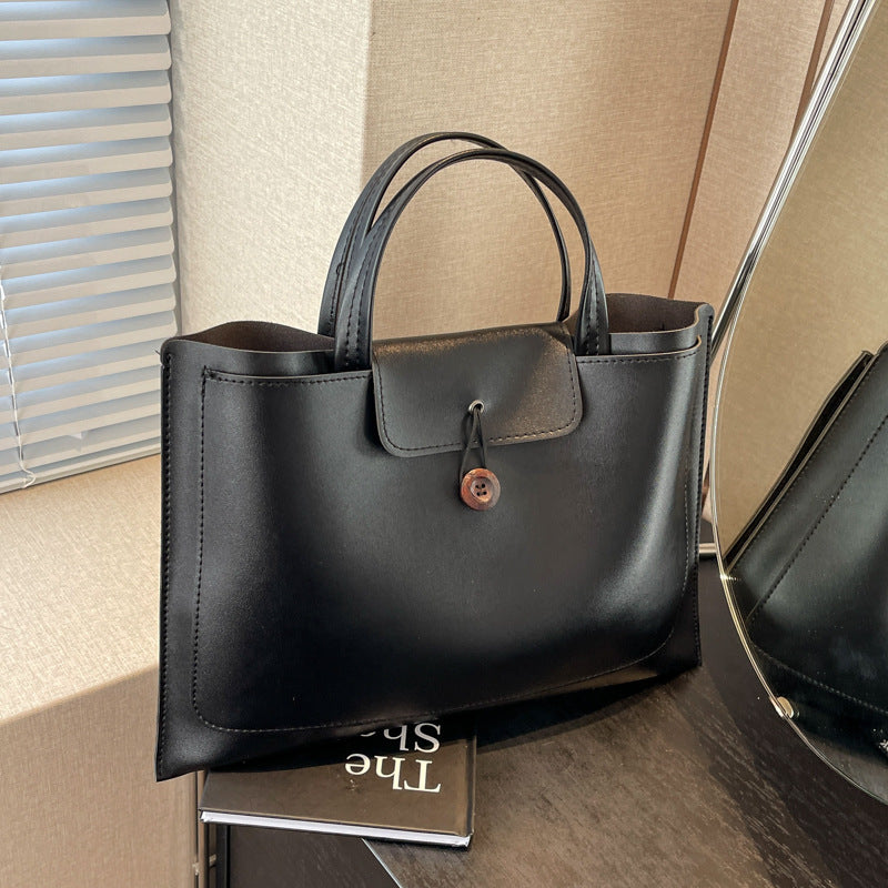 Minimalist Structured PU Leather Tote Bag