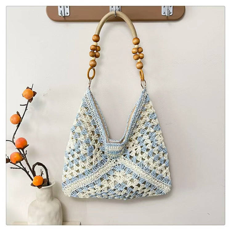 Women Large Woven 2026 New Summer Beach Straw Shoulder Tote Bag