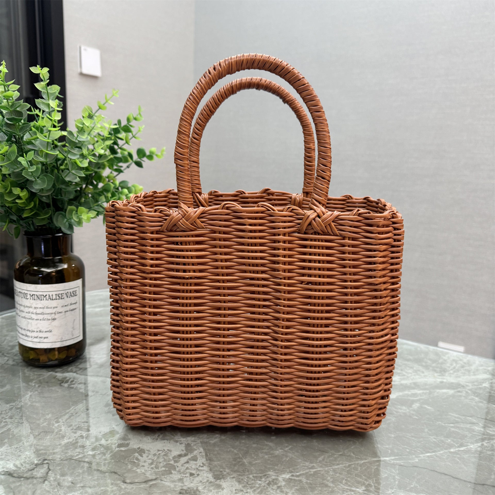Plastic Woven Vegetable Basket Souvenir Handbag