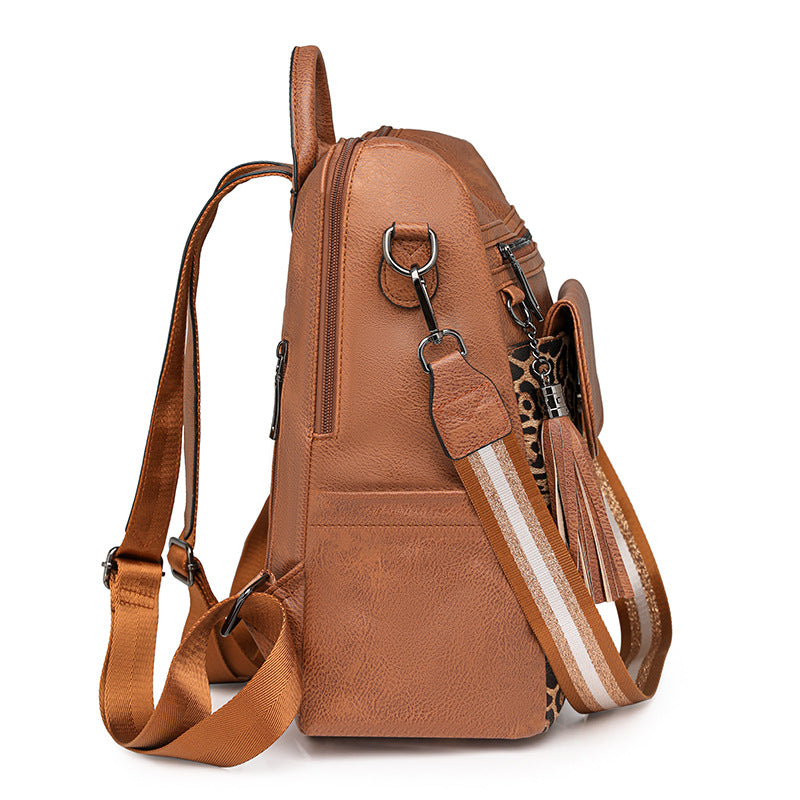 Women New Vintage Leopard Fashion Large Backpack