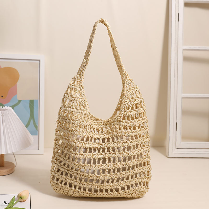 Large Shoulder Straw New Hollow Tote Handheld Woven Beach Bag
