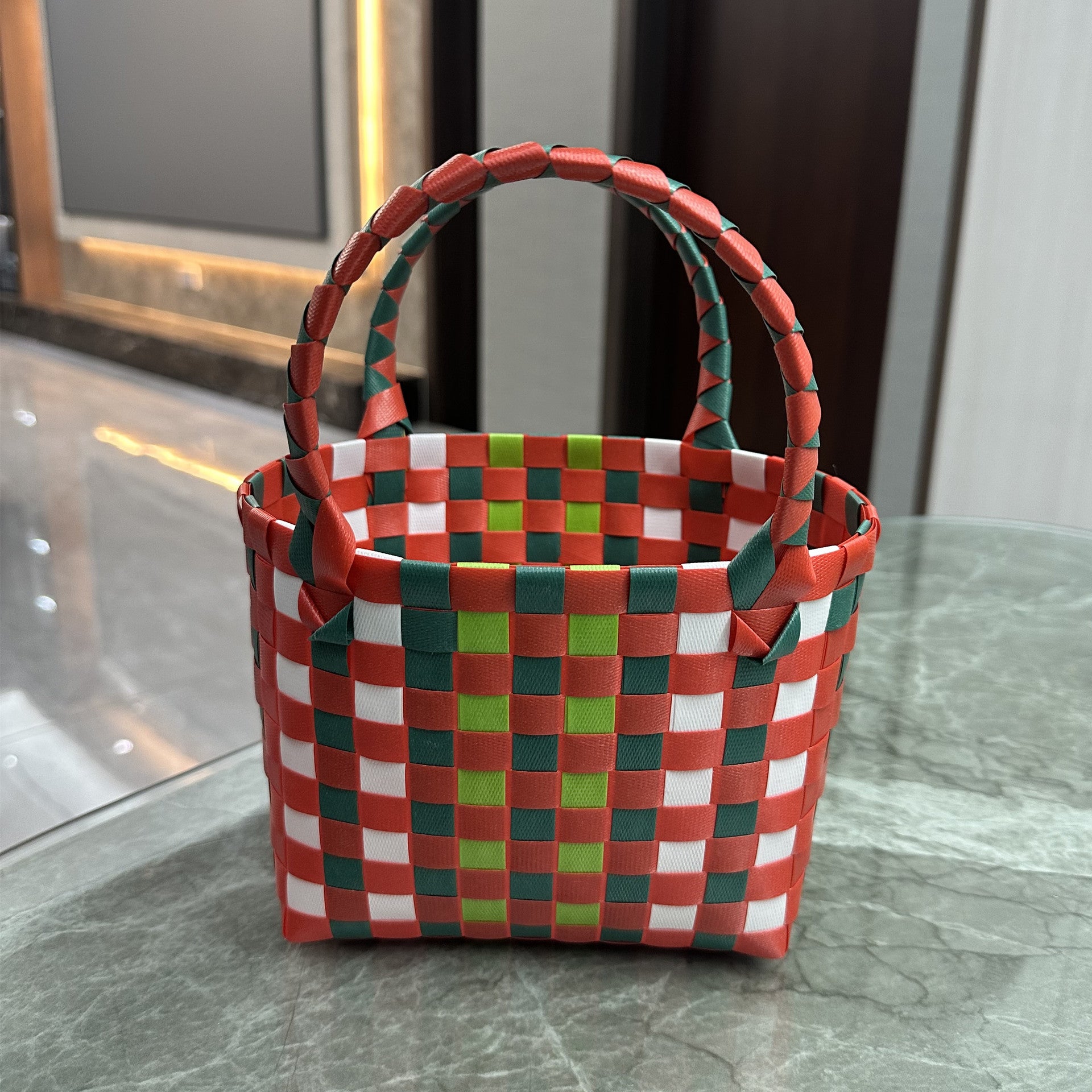 Plastic Woven Small Square Handbag Souvenir Bag