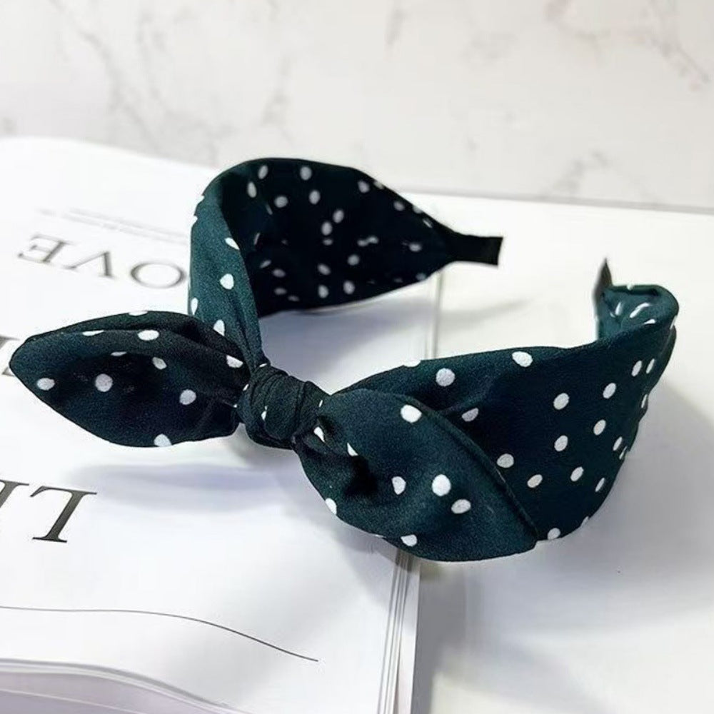 Retro Polka Dot Bow Wide Headband