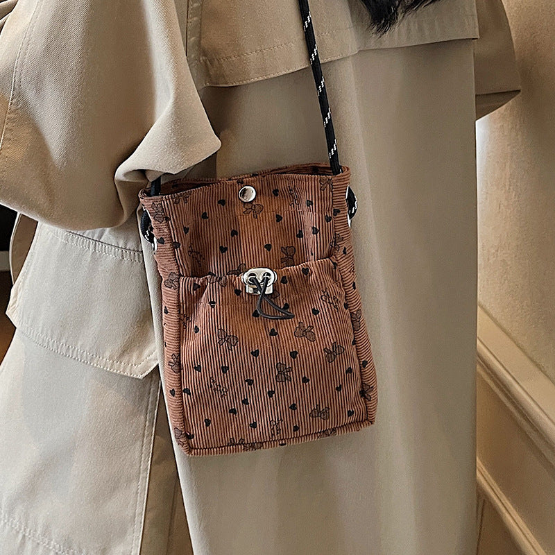 Women 2026 Spring Corduroy Crossbody Phone Bag