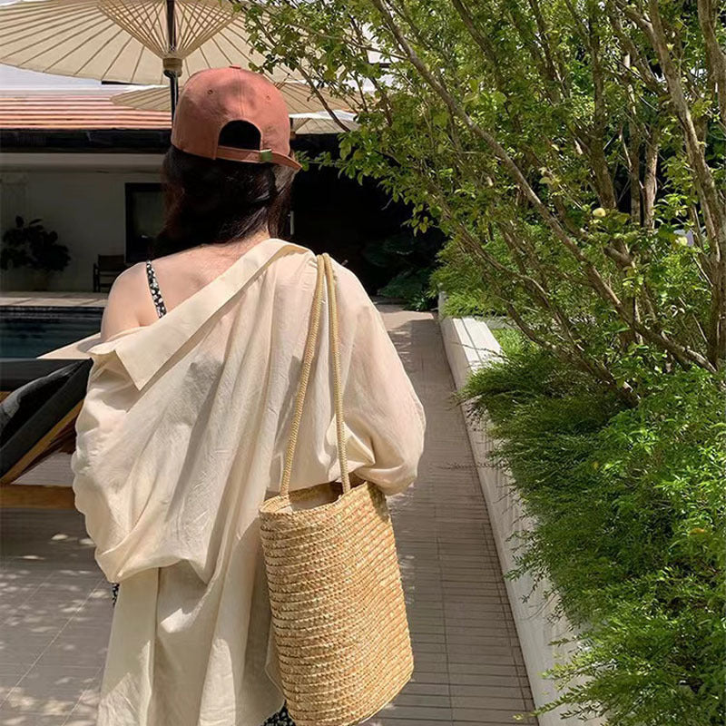 Minimalist Wheat Straw Shoulder Woven New Versatile Beach Bag