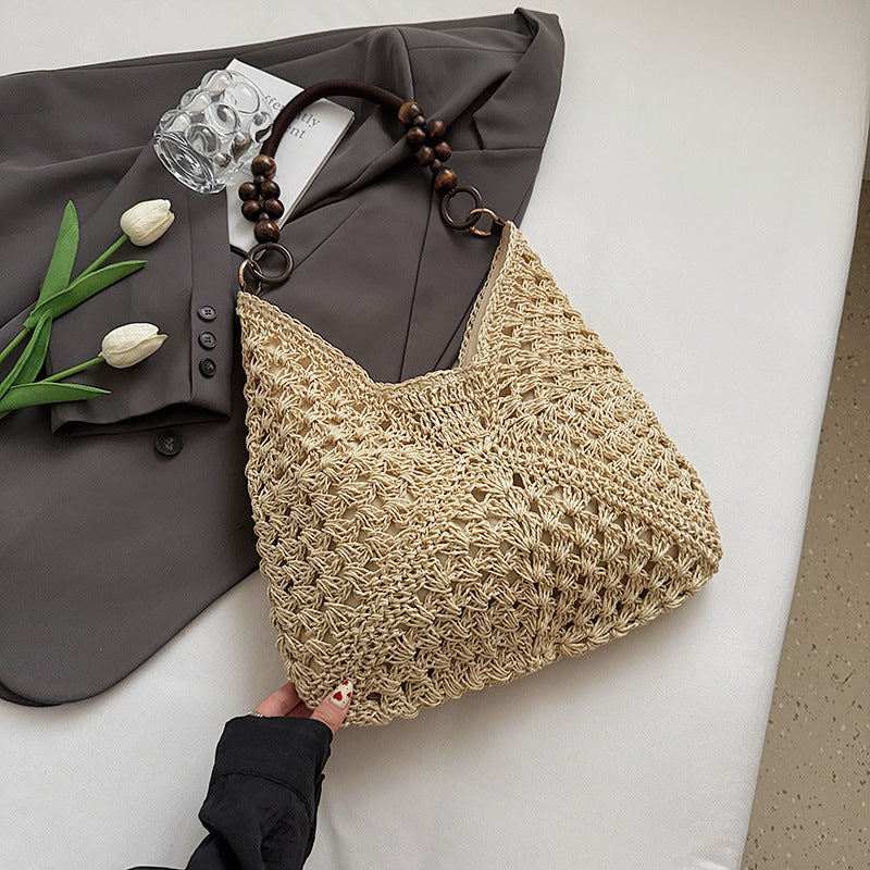Women Large Woven 2026 New Summer Beach Straw Shoulder Tote Bag
