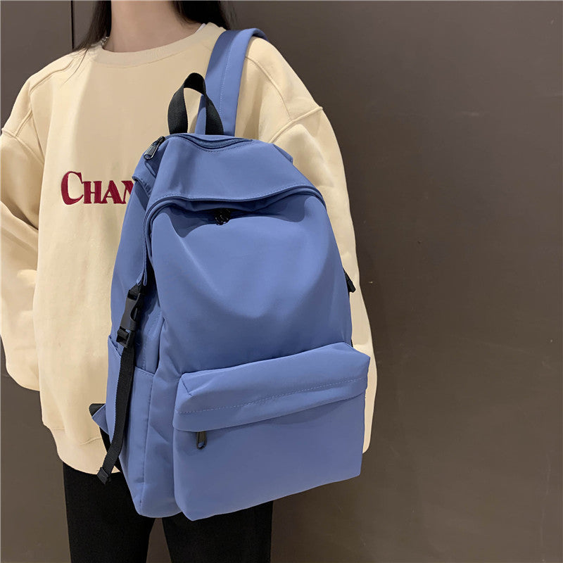 Solid Color Nylon Lightweight School Backpack