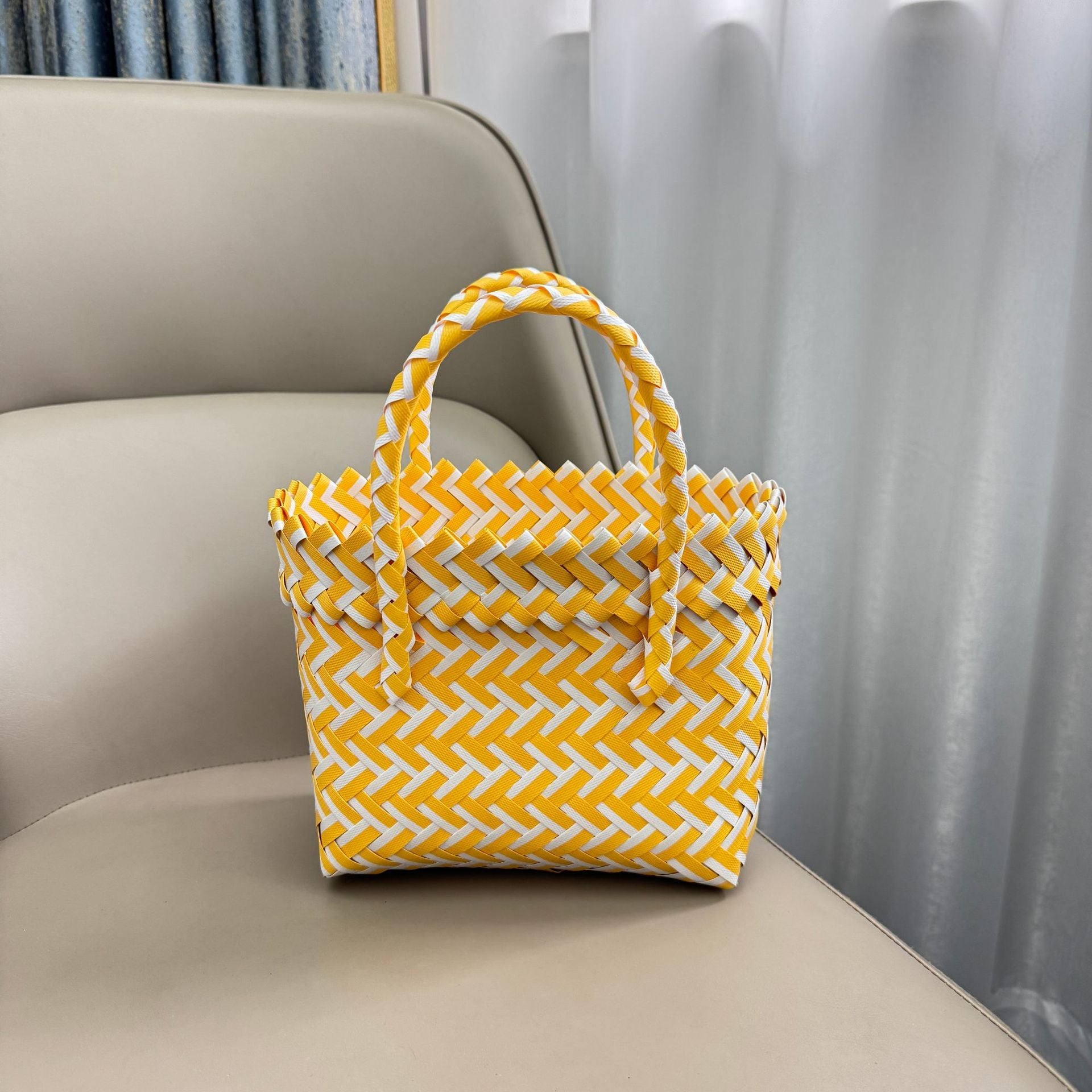 Plastic Woven Beach Basket Bag