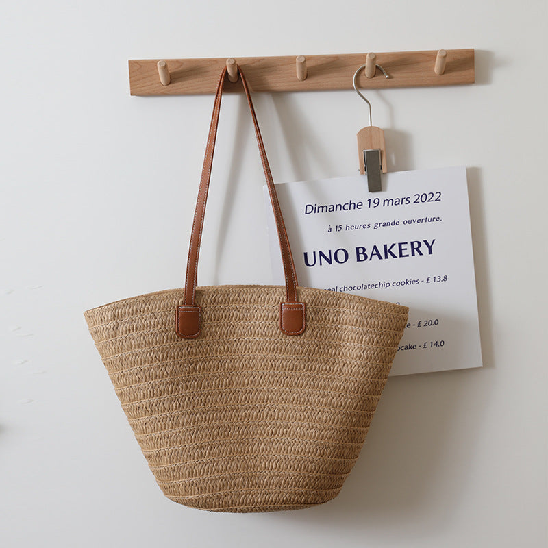 Women Versatile Minimalist Shoulder Straw New Large Tote Beach Bag