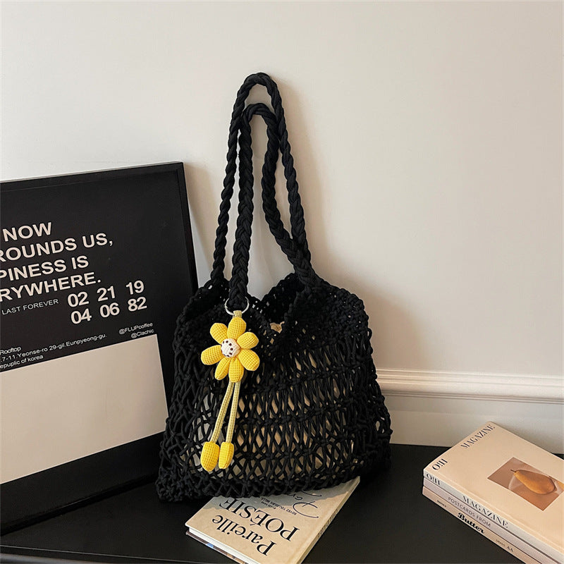 Ins Large Straw Beach Hollow Tote Korean Casual Artistic Shoulder Bag