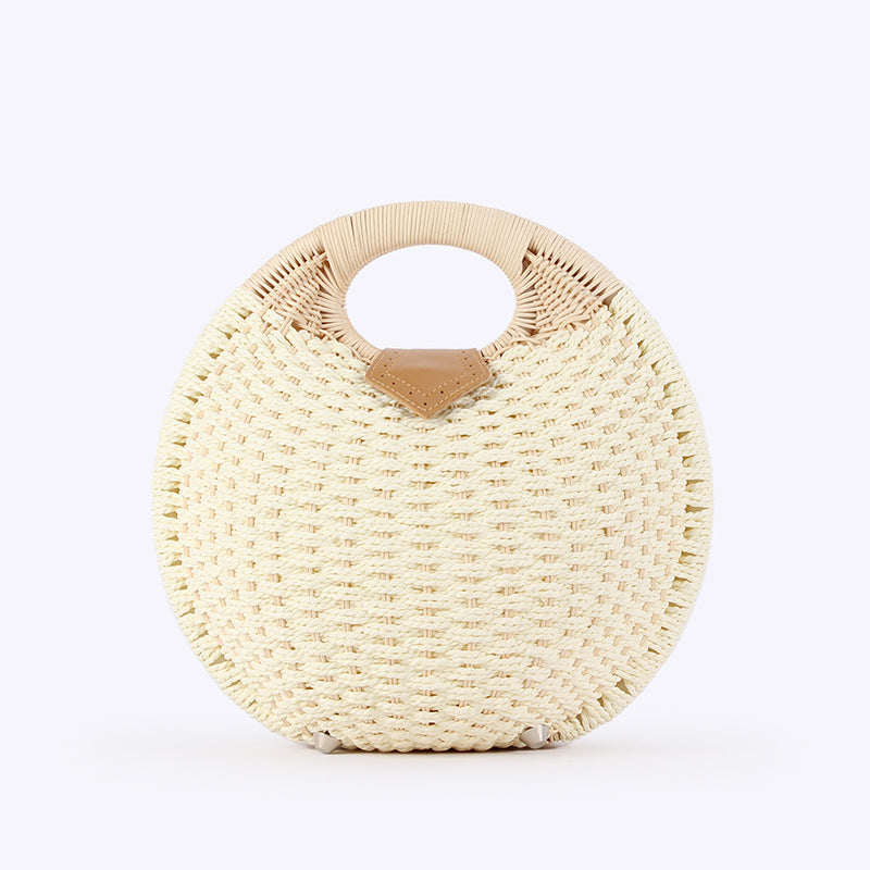 Cute Rattan Shell Bag, Casual Straw Vacation Beach Bag
