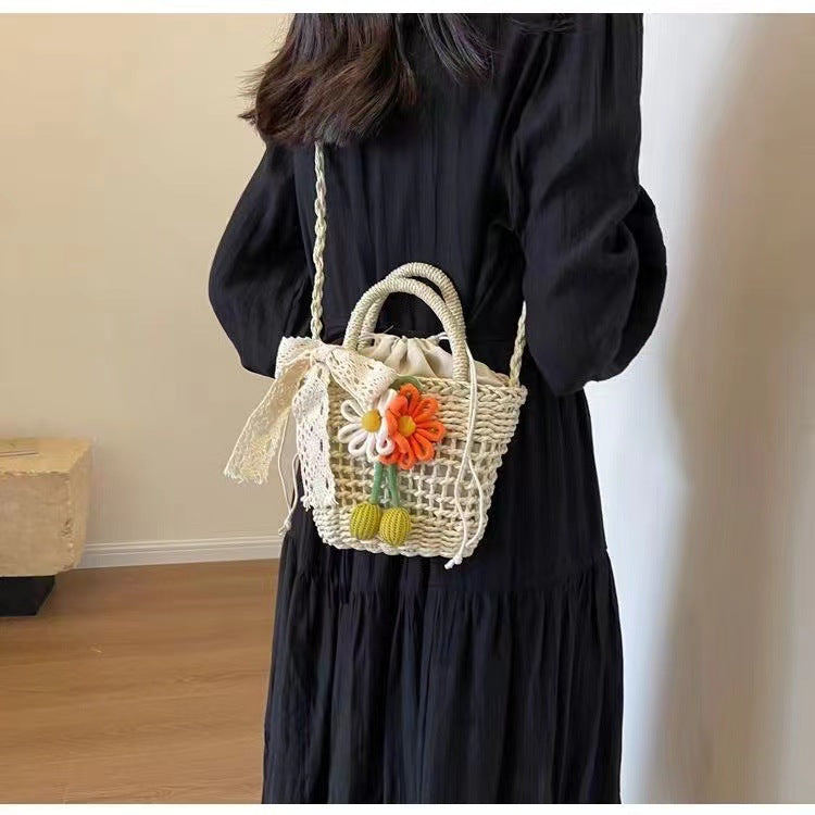 Women Premium Straw 2026 Summer New Unique Crossbody Woven Bucket Bag