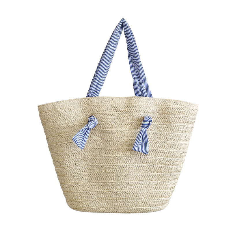 Single-Shoulder Paper-Braided Straw Beach Tote