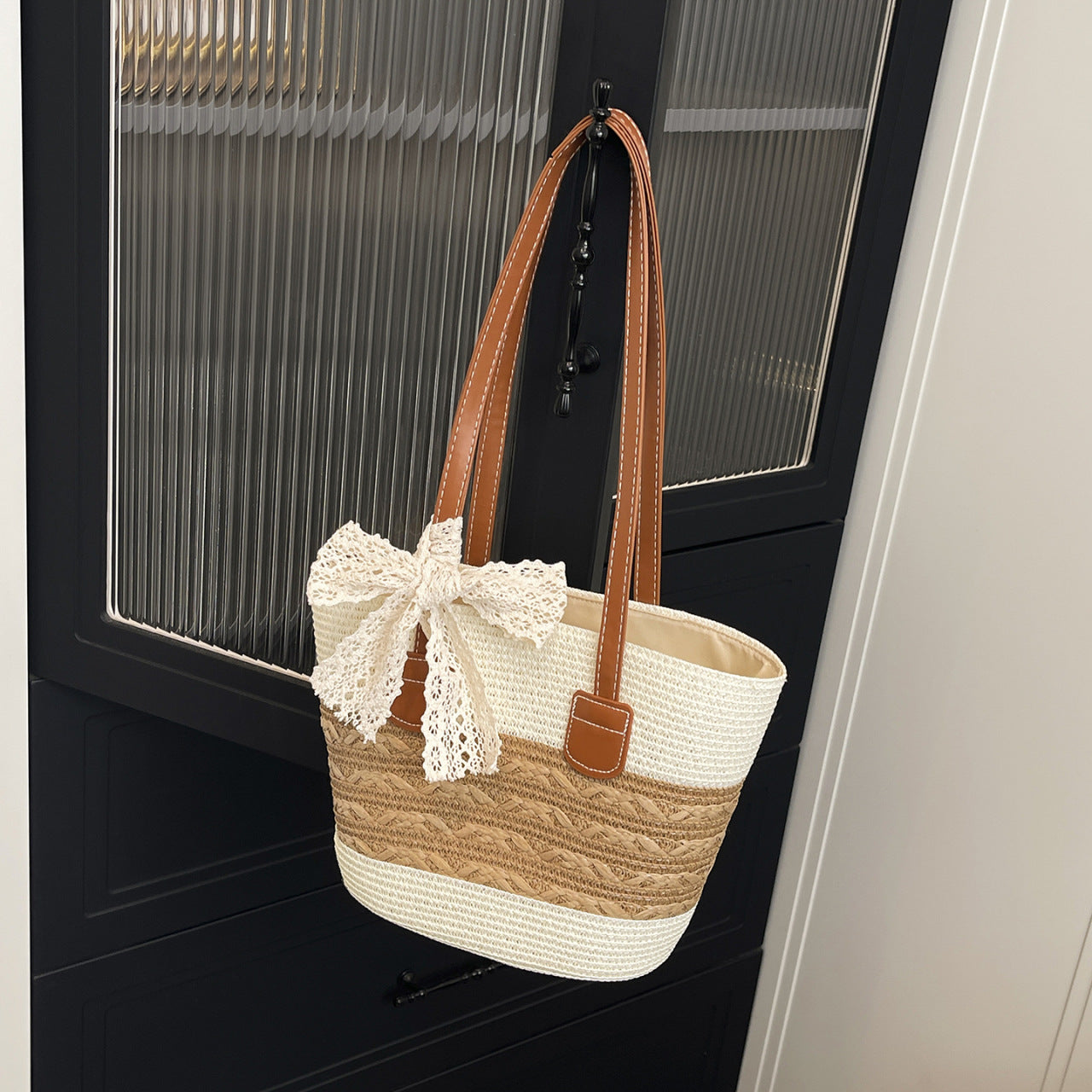 Cross-Border Woven Straw Bag, Beach Vacation Vegetable Basket, New Handmade Handbag, Lazy Style Beach Bag, Commuter Bag