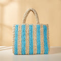 Simple Vertical Stripe Straw Beach Shoulder Bag