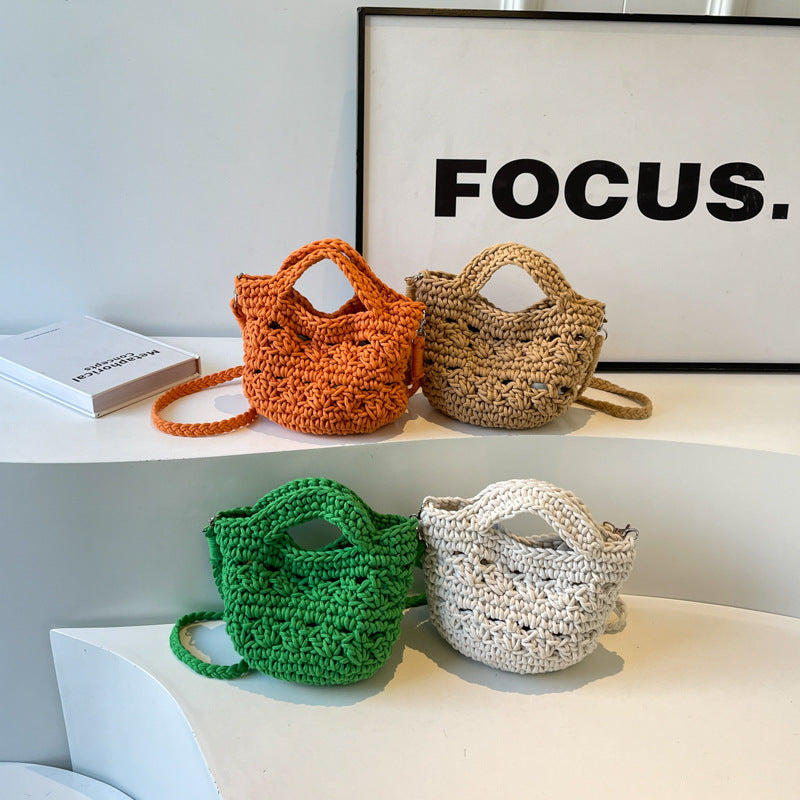 Women 2026 New Handmade Woven Bucket Crossbody Beach Bag