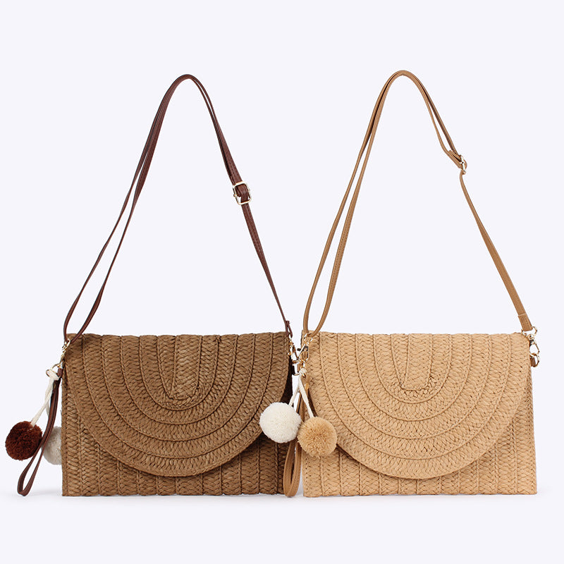 Dropshipping New Style Simple Fashion Handmade Paper Rope Woven Bag Seaside Vacation Beach Bag Daily Casual Women'S Bag