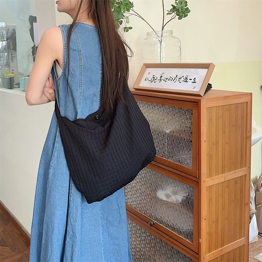 Hollow Bubble Plaid Canvas Crossbody Underarm Bag