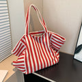 2026 New Stripe Print Reversible Canvas Tote Bag