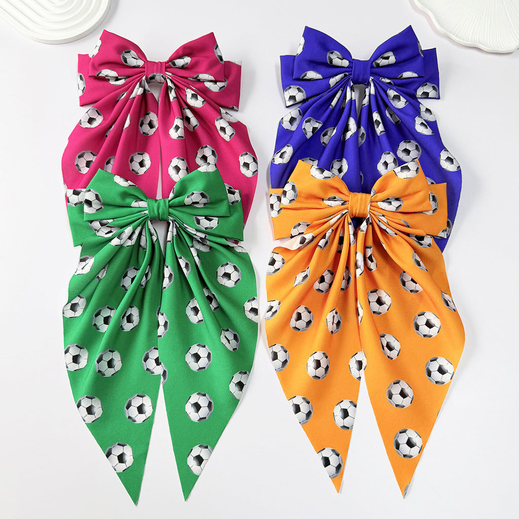 World Cup Football Print Bow Hair Clip