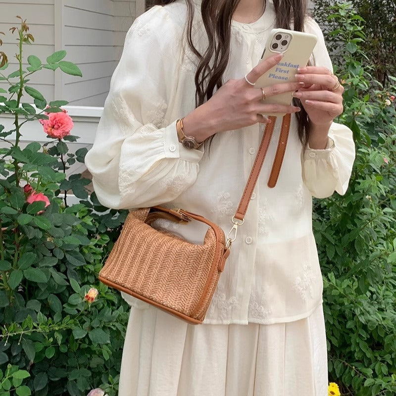 2026 Spring Portable Straw Shoulder Crossbody Woven Bag