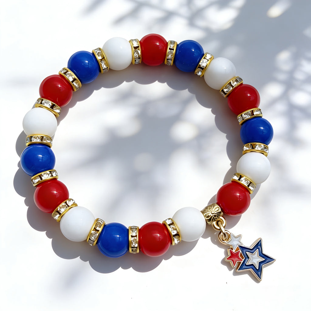 Independence Day Beaded Flag Color Bracelet
